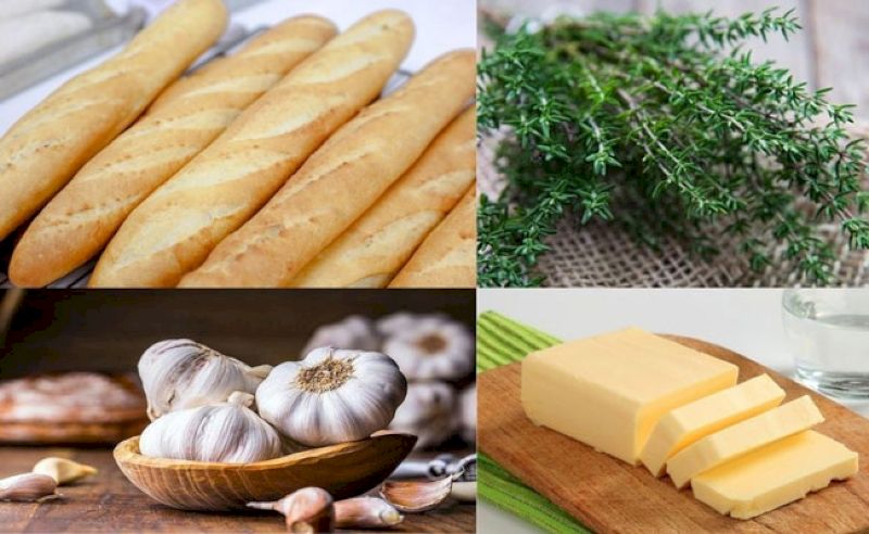 Các nguyên liệu chính cho món bánh mì bơ tỏi